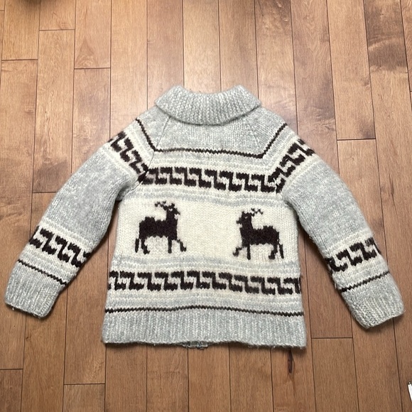 Cowichan Wool Cardigan Vintage Deer Handknit Last Of The Mohicans Small Medium - Picture 5 of 7